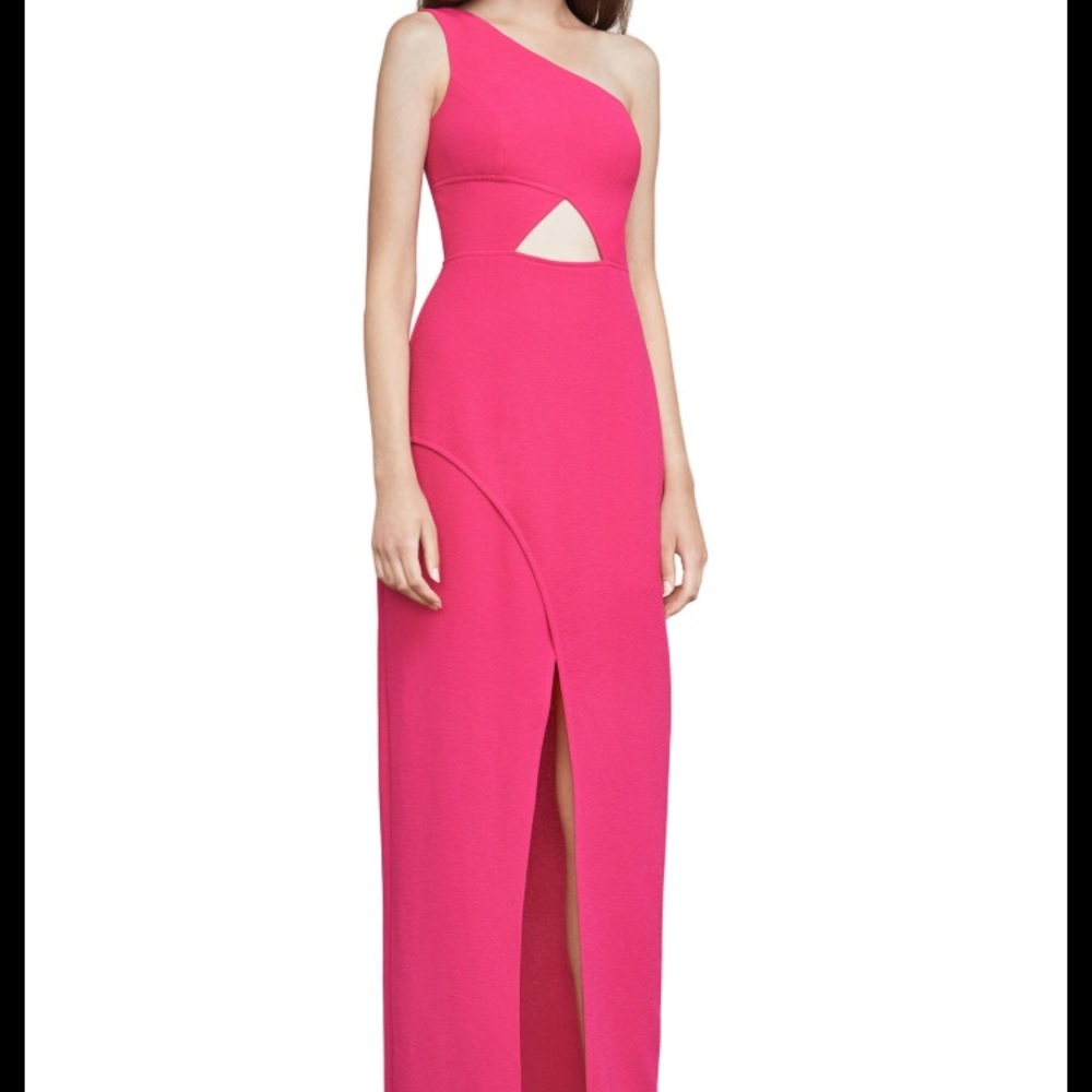 BCBGMAXAZRIA Kauri one shoulder pink dress